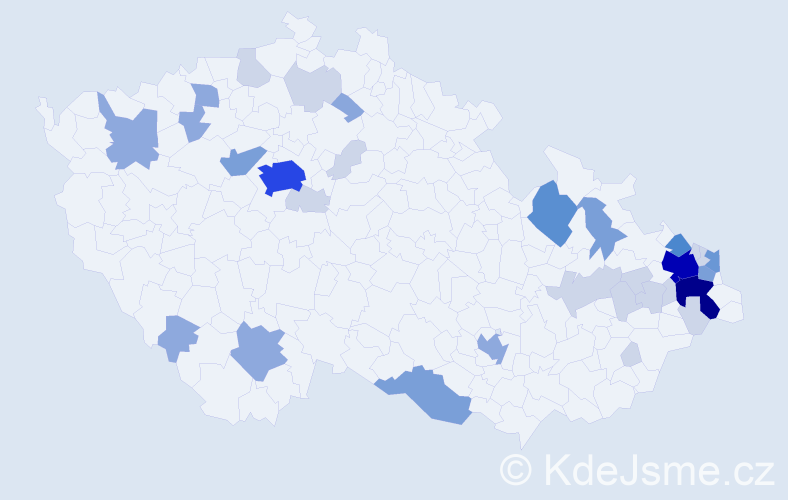 Příjmení: 'Lesniak', počet výskytů 98 v celé ČR