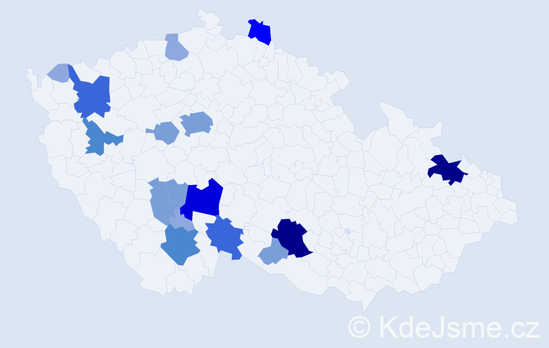 Příjmení: 'Kravarová', počet výskytů 52 v celé ČR