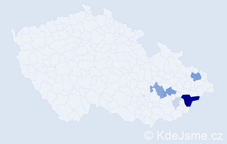 Příjmení: 'Lalošáková', počet výskytů 26 v celé ČR