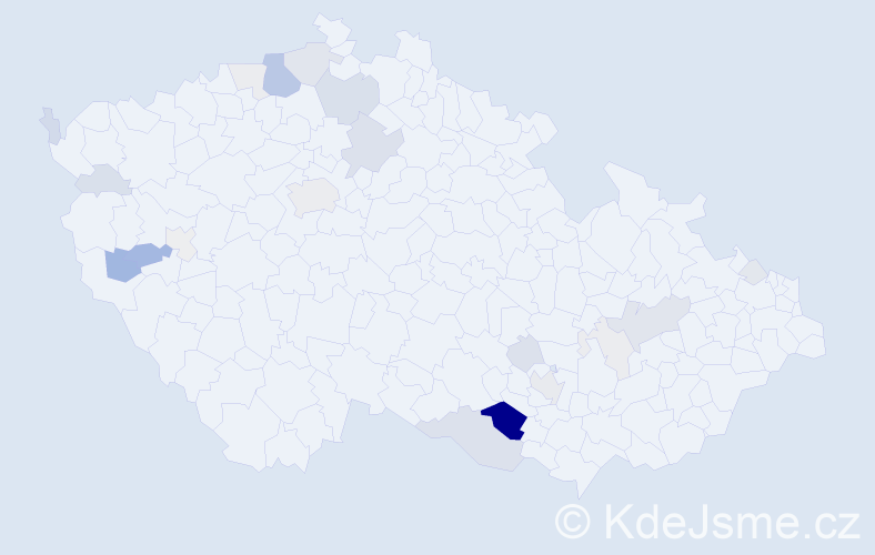 Příjmení: 'Bognerová', počet výskytů 64 v celé ČR