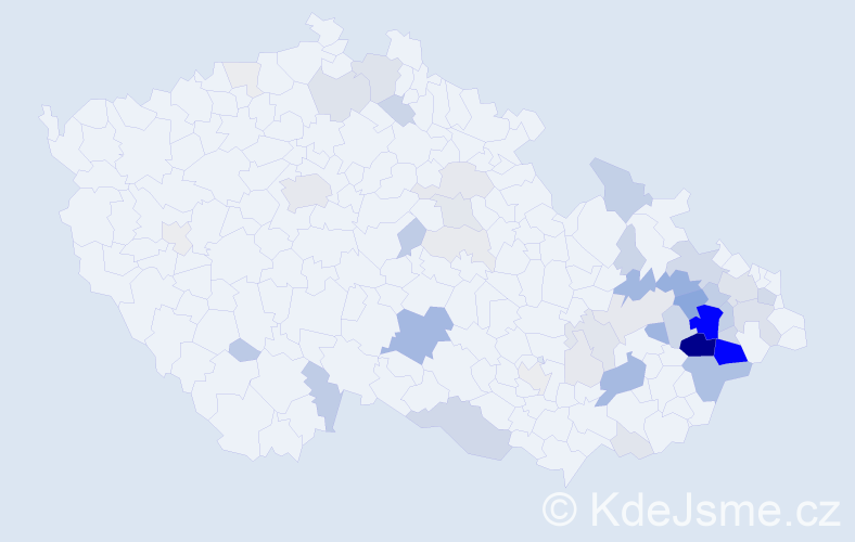 Příjmení: 'Zuzaňák', počet výskytů 192 v celé ČR