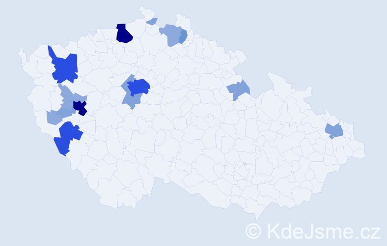 Příjmení: 'Hostaš', počet výskytů 47 v celé ČR