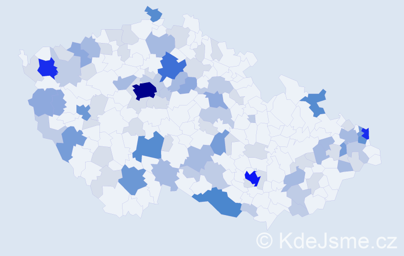 Příjmení: 'Szabóová', počet výskytů 268 v celé ČR