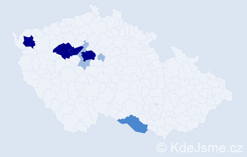 Příjmení: 'Pivarči', počet výskytů 21 v celé ČR