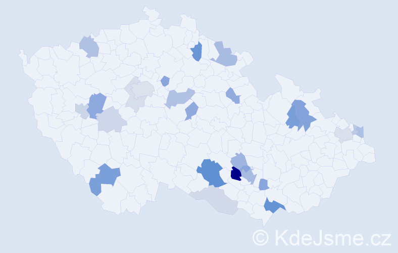 Příjmení: 'Kožinová', počet výskytů 60 v celé ČR