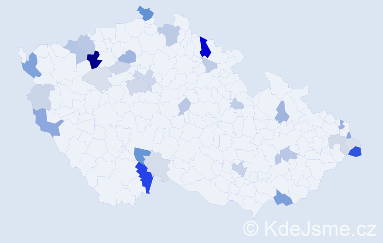Příjmení: 'Holič', počet výskytů 105 v celé ČR
