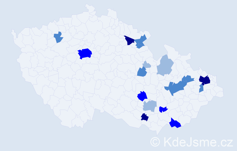 Příjmení: 'Čechovičová', počet výskytů 43 v celé ČR
