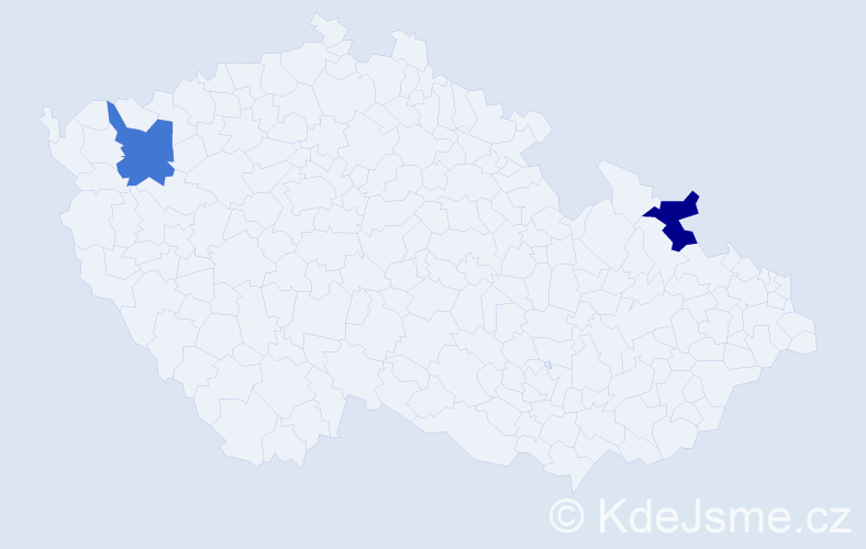 Příjmení: 'Toková', počet výskytů 2 v celé ČR
