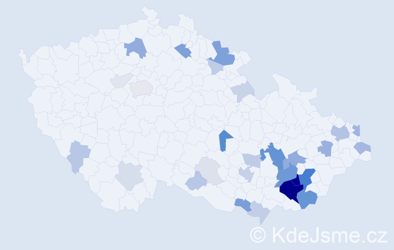 Příjmení: 'Huťka', počet výskytů 146 v celé ČR