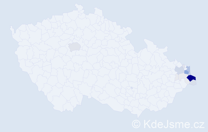 Příjmení: 'Olszar', počet výskytů 103 v celé ČR