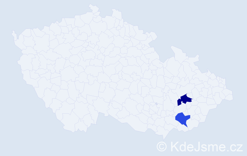 Příjmení: 'Grondžáková', počet výskytů 5 v celé ČR