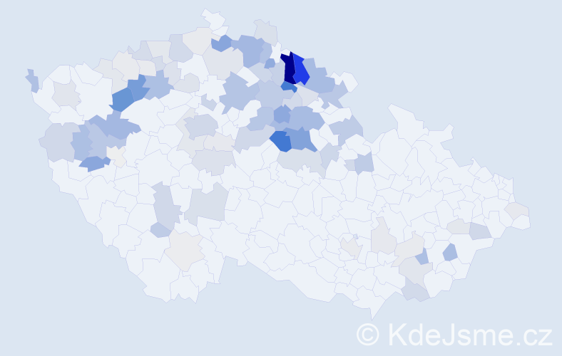 Příjmení: 'Kadavý', počet výskytů 294 v celé ČR