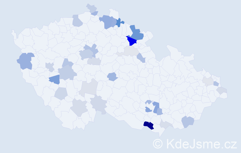 Příjmení: 'Grega', počet výskytů 92 v celé ČR