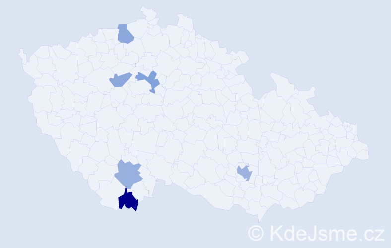 Příjmení: 'Korin', počet výskytů 7 v celé ČR