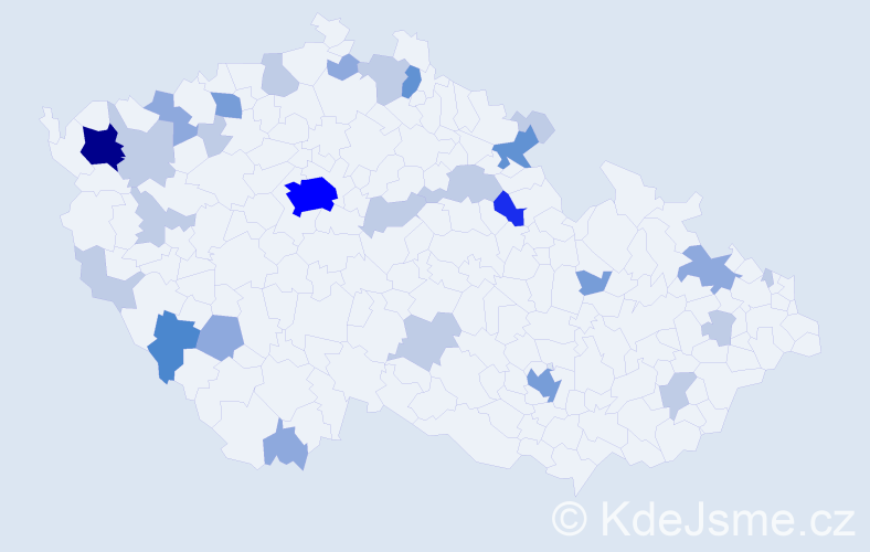 Příjmení: 'Pfeifferová', počet výskytů 70 v celé ČR