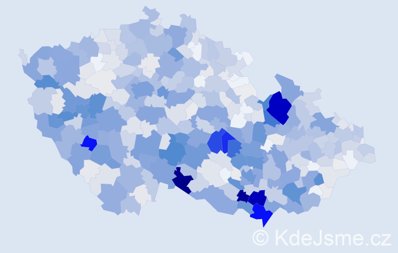 Příjmení: 'Straka', počet výskytů 3720 v celé ČR