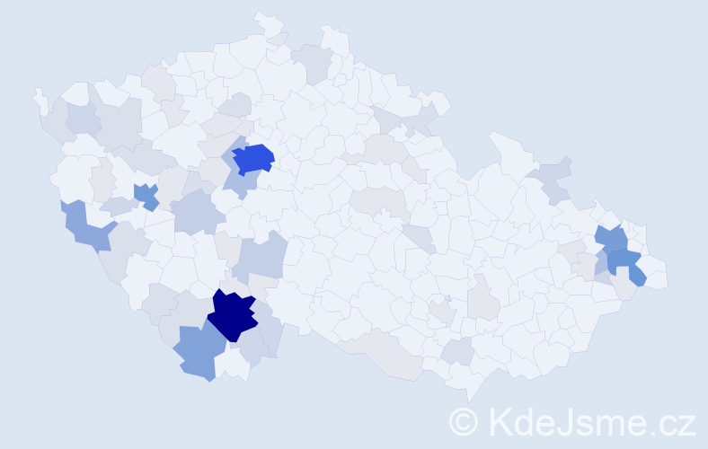 Příjmení: 'Mičan', počet výskytů 219 v celé ČR