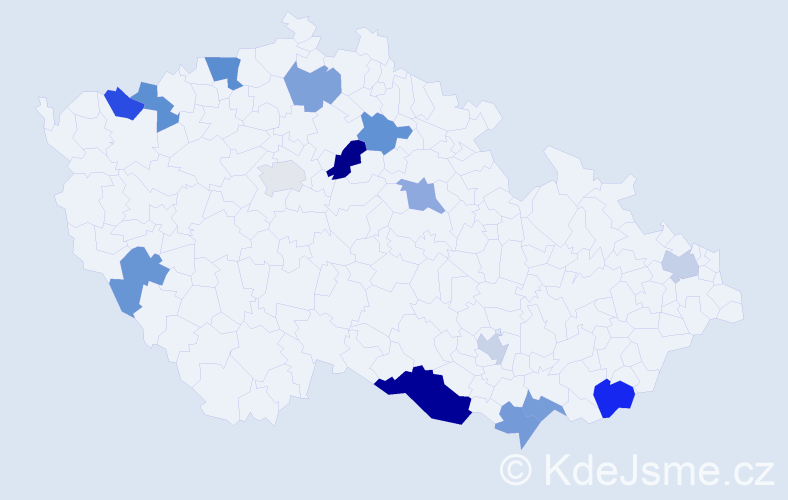 Příjmení: 'Pirová', počet výskytů 21 v celé ČR