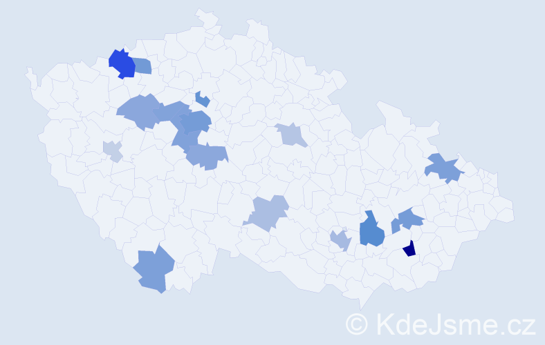 Příjmení: 'Mitev', počet výskytů 47 v celé ČR