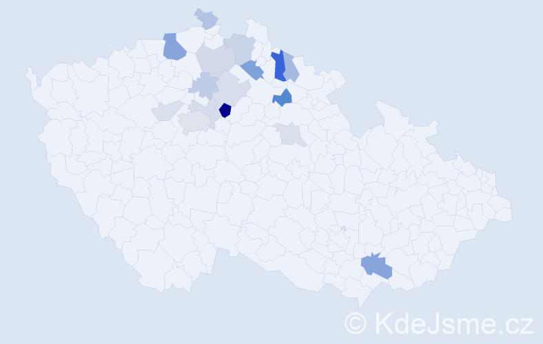 Příjmení: 'Dovolil', počet výskytů 36 v celé ČR