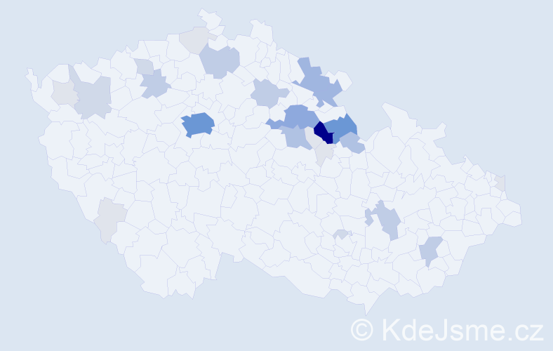 Příjmení: 'Kapucián', počet výskytů 104 v celé ČR