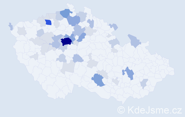 Příjmení: 'Jetel', počet výskytů 128 v celé ČR