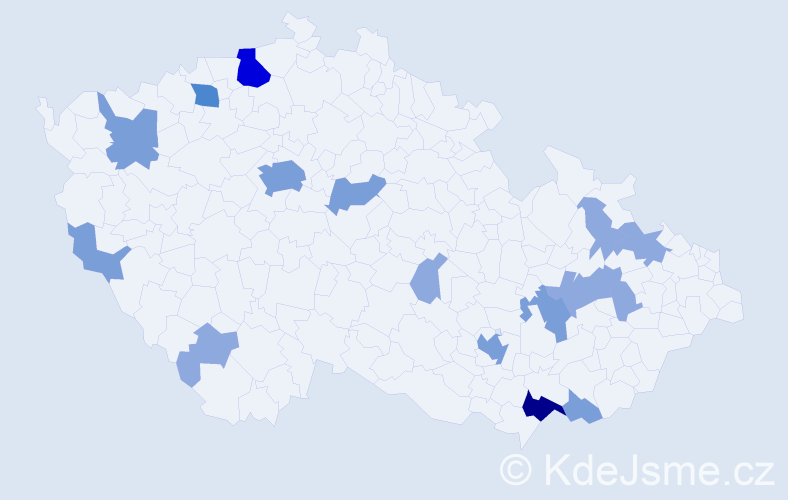 Příjmení: 'Müllnerová', počet výskytů 36 v celé ČR