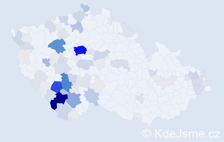 Příjmení: 'Kubičková', počet výskytů 338 v celé ČR
