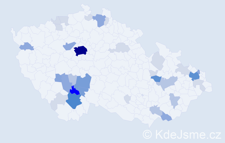 Příjmení: 'Hajíčková', počet výskytů 106 v celé ČR