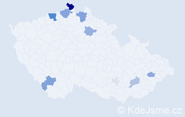 Příjmení: 'Bajan', počet výskytů 19 v celé ČR