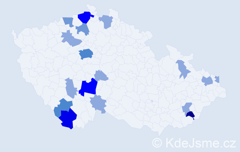 Příjmení: 'Majeriková', počet výskytů 39 v celé ČR