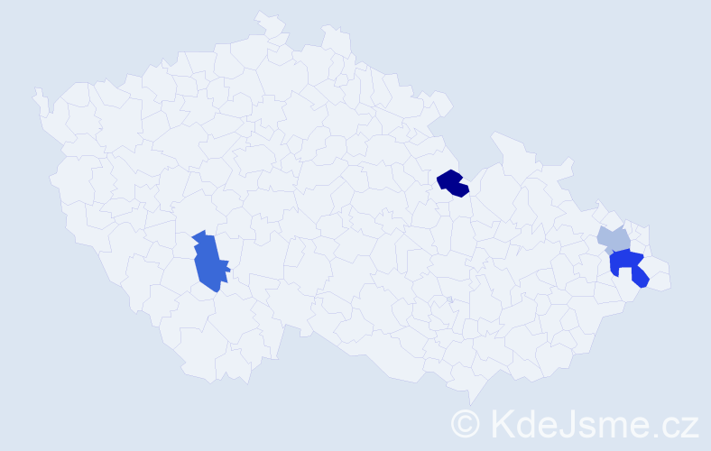 Příjmení: 'Kicoš', počet výskytů 5 v celé ČR
