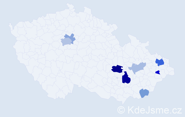 Příjmení: 'Gardelka', počet výskytů 22 v celé ČR