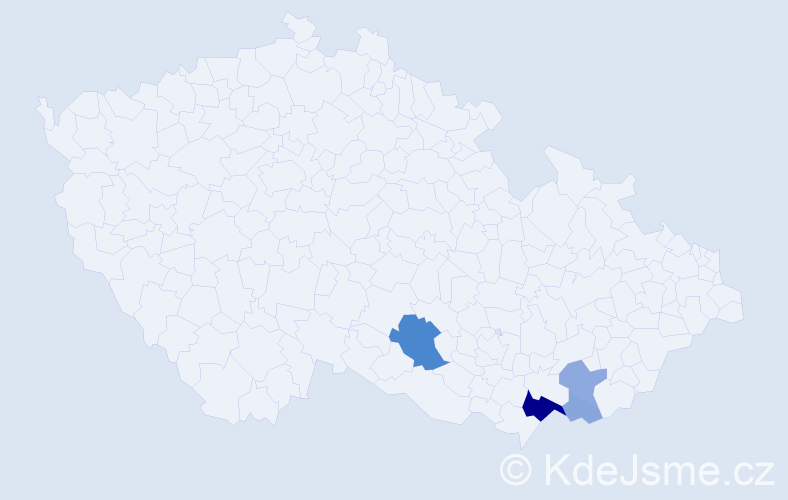 Příjmení: 'Pukanec', počet výskytů 16 v celé ČR