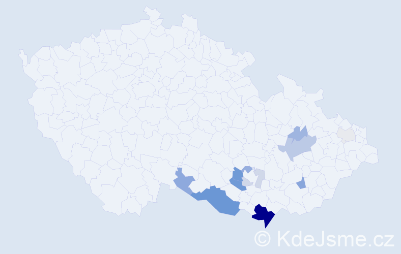 Příjmení: 'Bartolčic', počet výskytů 36 v celé ČR