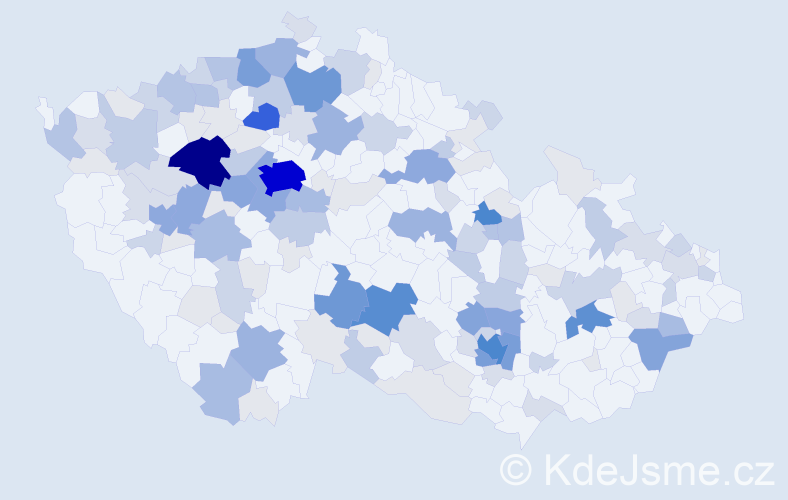 Příjmení: 'Kapoun', počet výskytů 517 v celé ČR