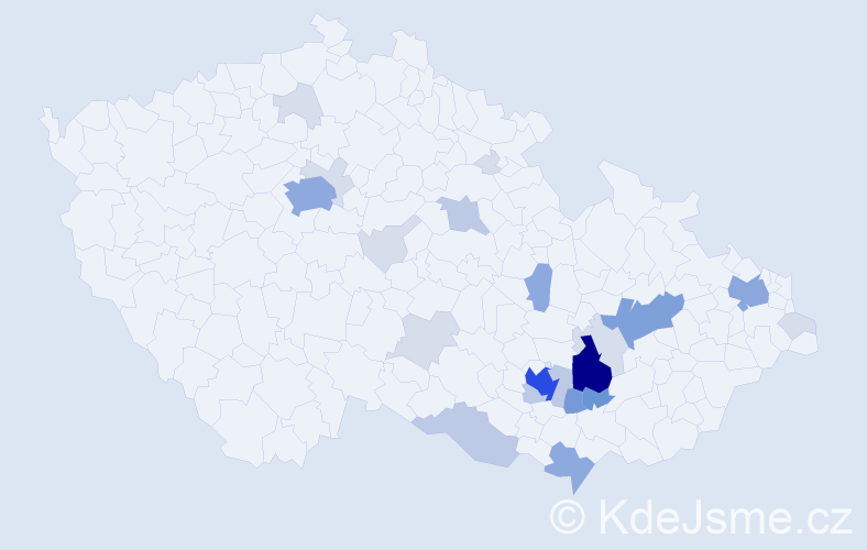 Příjmení: 'Obhlídalová', počet výskytů 75 v celé ČR