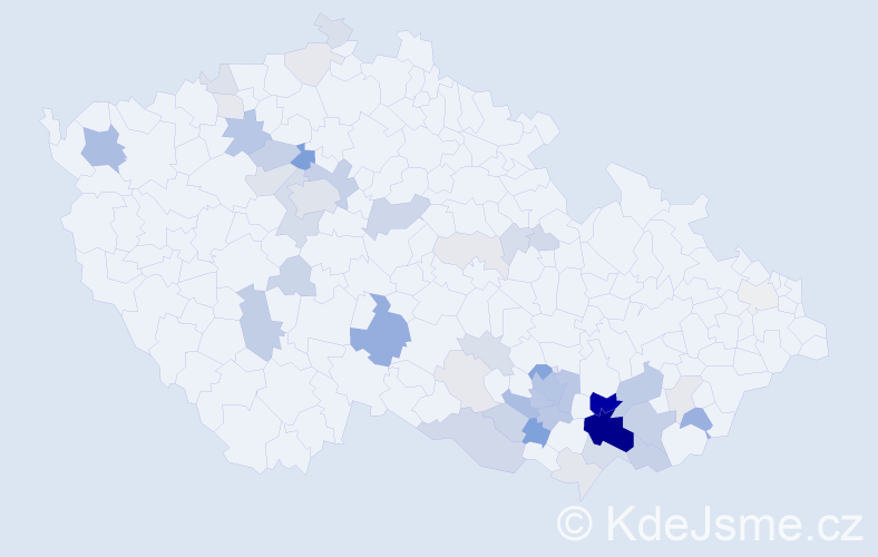 Příjmení: 'Goliáš', počet výskytů 153 v celé ČR