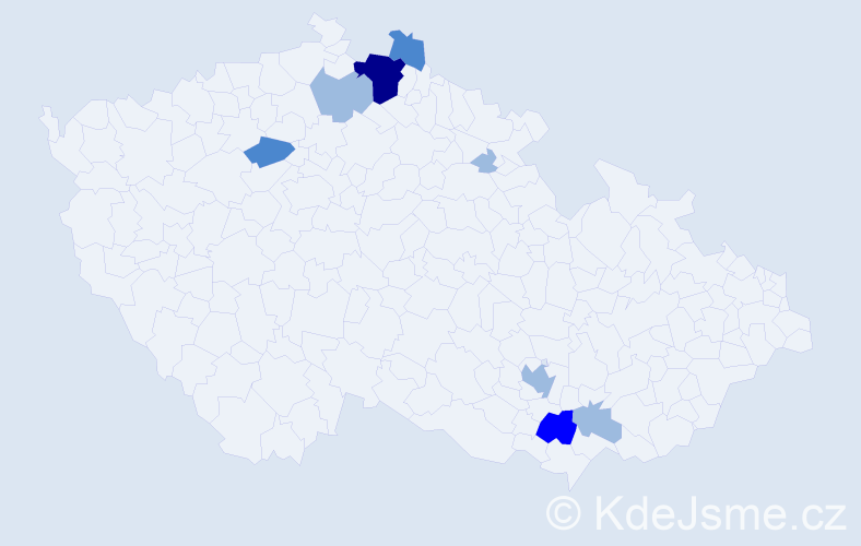 Příjmení: 'Radošinská', počet výskytů 15 v celé ČR
