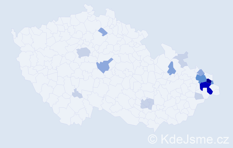 Příjmení: 'Kielar', počet výskytů 47 v celé ČR