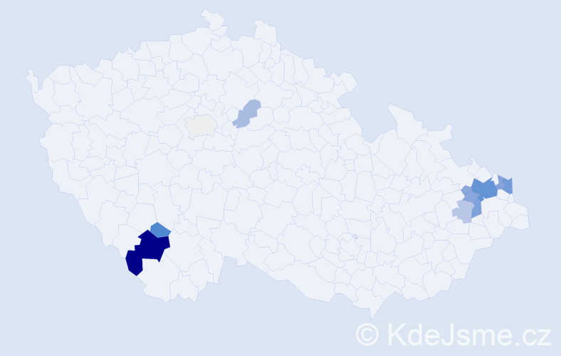 Příjmení: 'Kalický', počet výskytů 33 v celé ČR