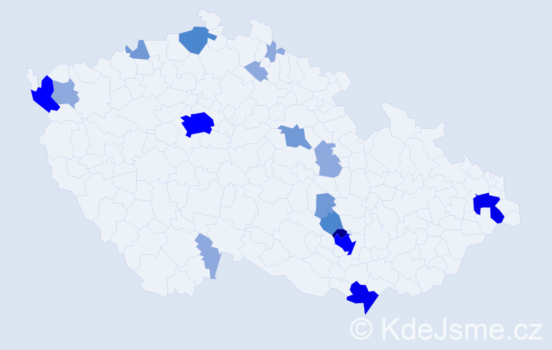 Příjmení: 'Cigáňová', počet výskytů 46 v celé ČR