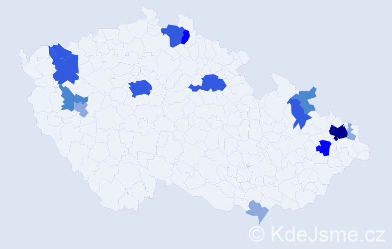 Příjmení: 'Balický', počet výskytů 39 v celé ČR