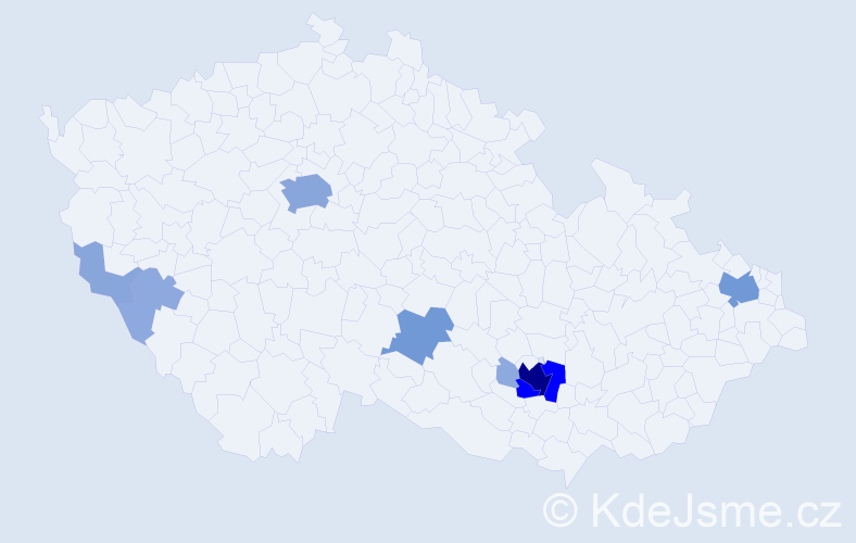 Příjmení: 'Konicar', počet výskytů 28 v celé ČR