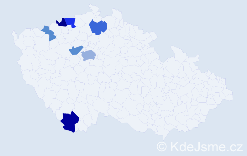 Příjmení: 'Šiktanc', počet výskytů 18 v celé ČR