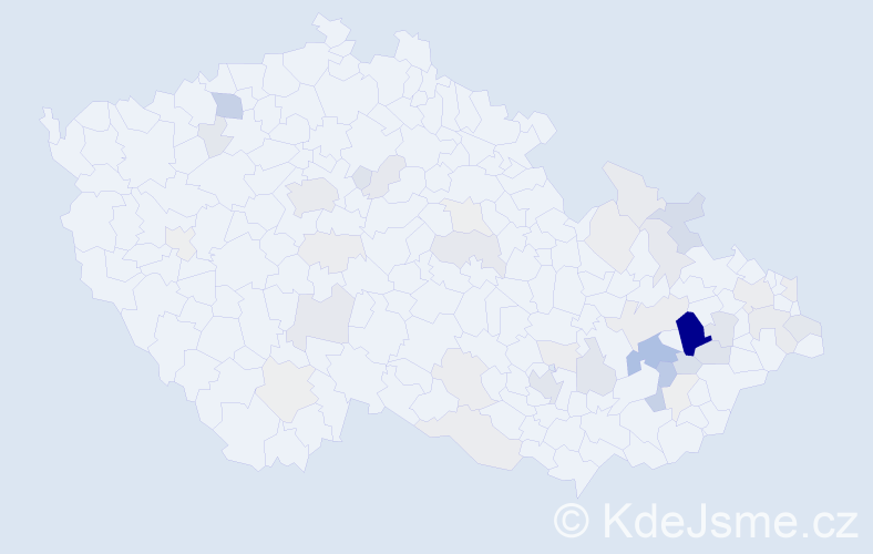 Příjmení: 'Hostaša', počet výskytů 133 v celé ČR