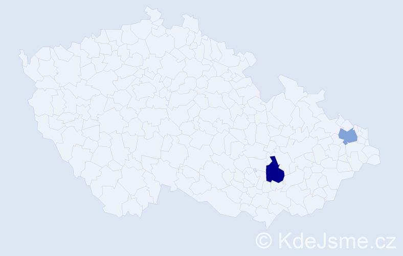 Příjmení: 'Bajs', počet výskytů 4 v celé ČR