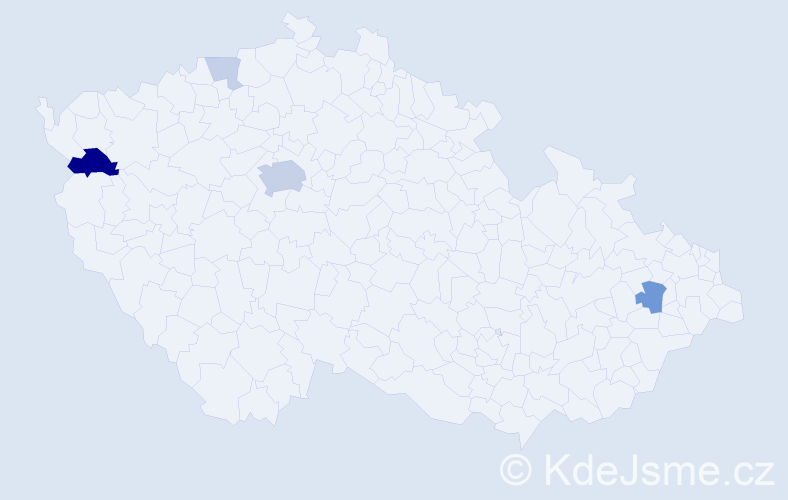 Příjmení: 'Apjár', počet výskytů 13 v celé ČR