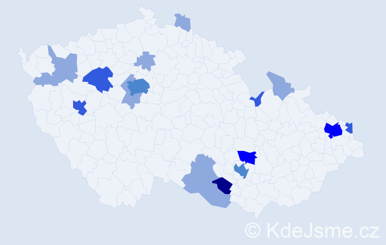 Příjmení: 'Kiselová', počet výskytů 38 v celé ČR