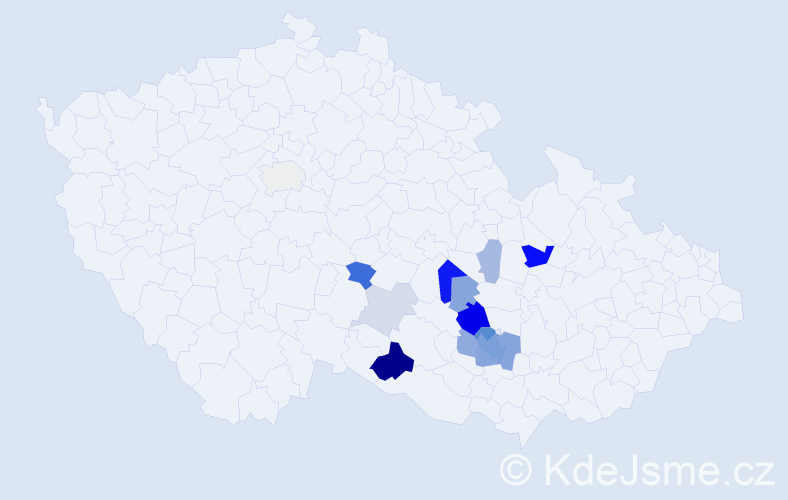 Příjmení: 'Vyplašilová', počet výskytů 42 v celé ČR